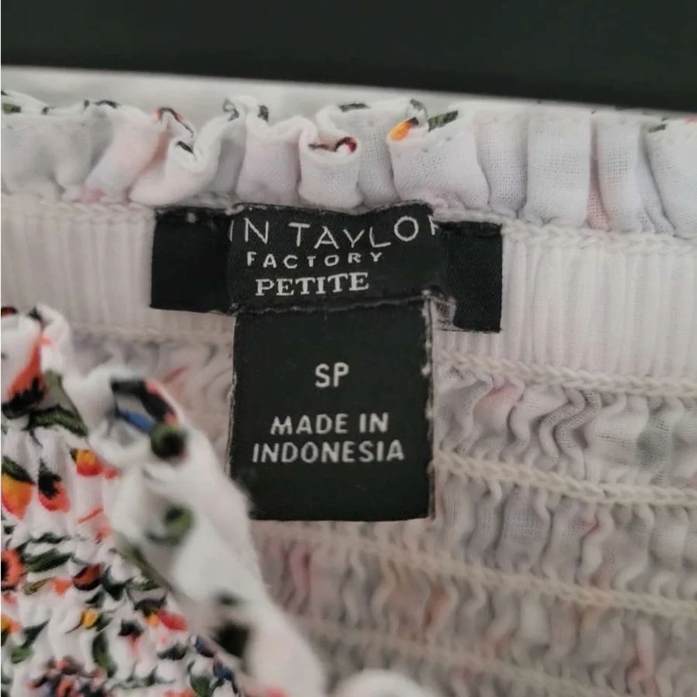 Ann Taylor White Floral Smocked Midi Dress
